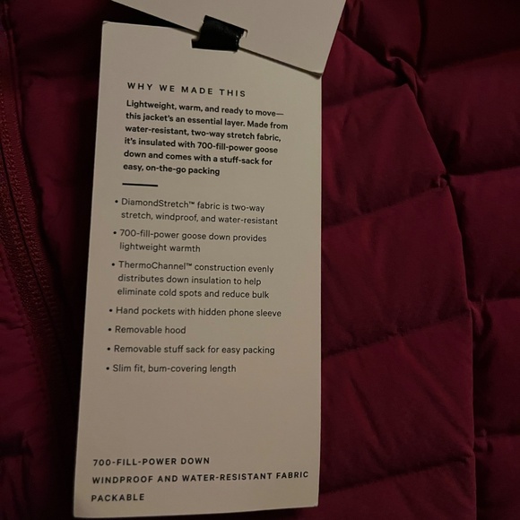NWT lululemon athletica Pack It Down Jacket Women's Size 4 in Pomegranate (Pink) - Picture 7 of 16